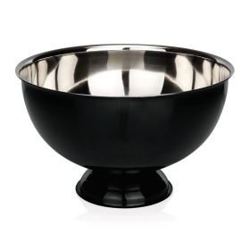 Seau à champagne inox chromé sur pied - Revêtement laqué noir - Ø 38 cm - 10 L