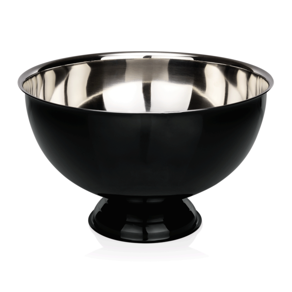 Seau à champagne inox chromé sur pied - Revêtement laqué noir - Ø 38 cm - 10 L
