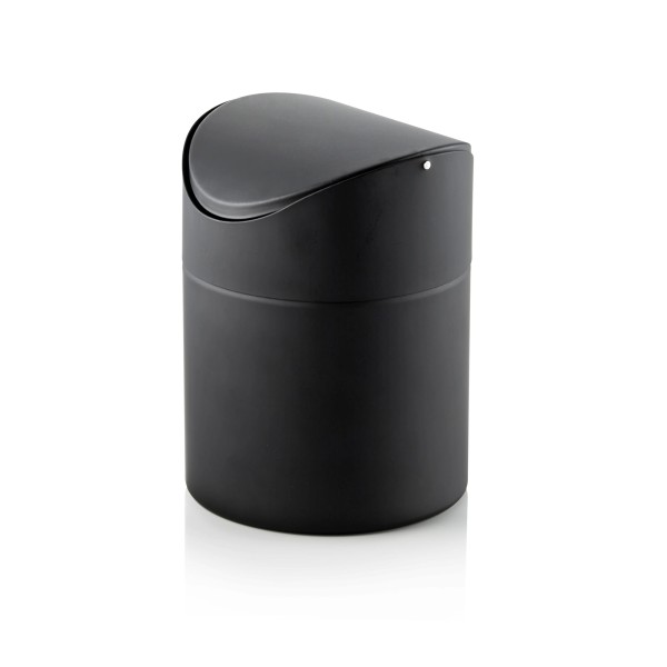 Poubelle de table en acier revêtement noir poudré - Ø 12 cm - 1,2 L