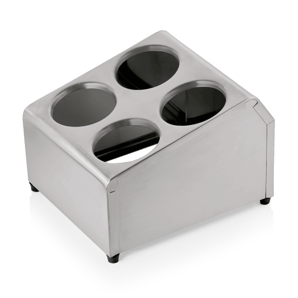Support pour 4 cylindres à couverts inox chromé - 25,5 x 30 x 21 cm