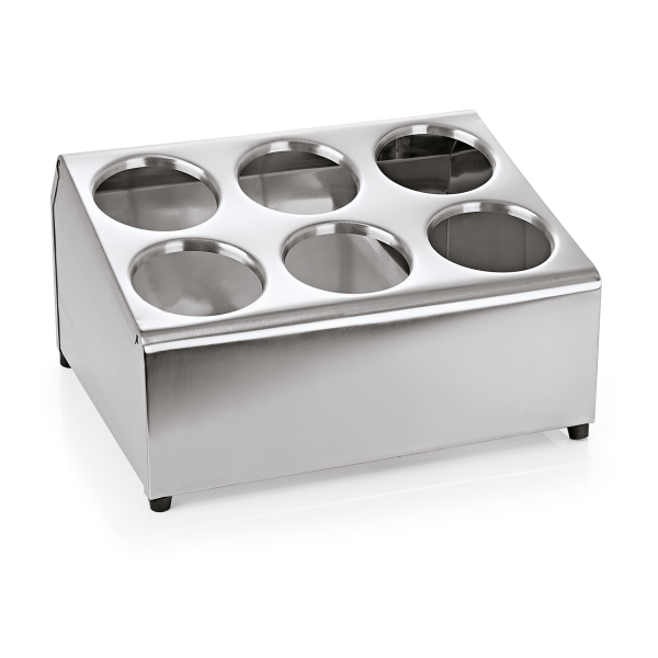 Support pour 6 cylindres à couverts inox chromé - 37,5 x 30 x 21 cm