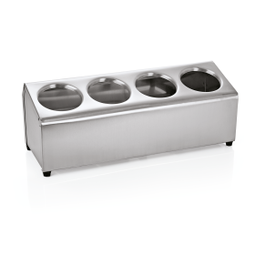 Support pour 4 cylindres à couverts inox chromé - 45 x 17 x 18 cm