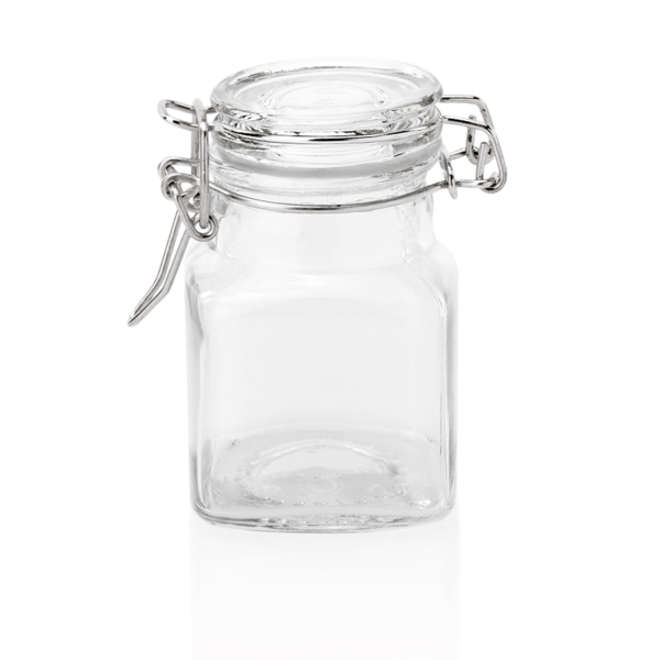 Bocal en verre avec couvercle hermétique - 100 ml - 5 x 5 x 8 cm (lot de 6)