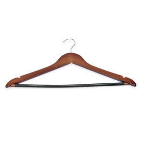 Set de cintres en bois avec encoches et barre antidérapante - 44,5 cm (lot de 5)