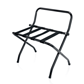 Porte-bagages en acier noir poudré avec protection murale - 62 x 47 x 46 cm