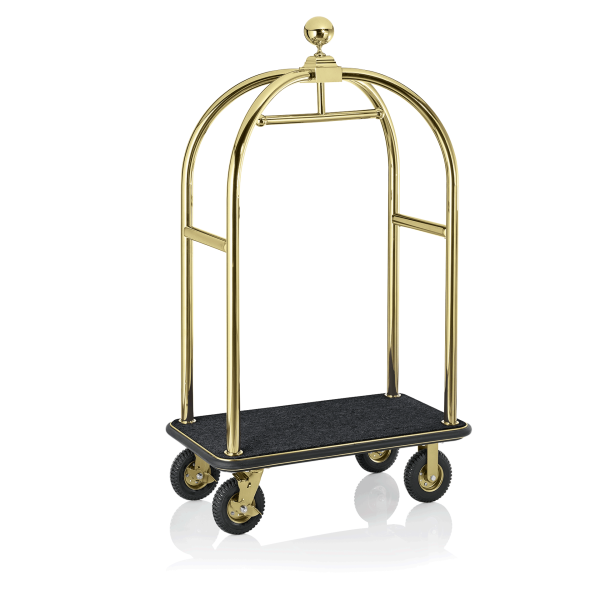 Chariot à bagages titane or avec penderie - 112 x 60 cm - Tapis noir - Max 250 kg