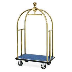 Chariot à bagages titane or avec penderie - 112 x 60 cm - Tapis bleu - Max 150 kg