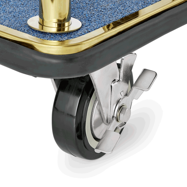 Chariot à bagages titane or avec penderie - 112 x 60 cm - Tapis bleu - Max 150 kg