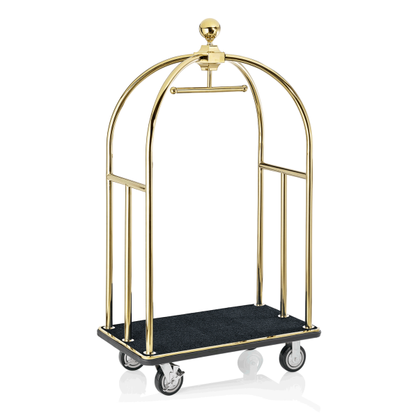 Chariot à bagages titane or avec penderie - 112 x 60 cm - Tapis noir - Max 150 kg
