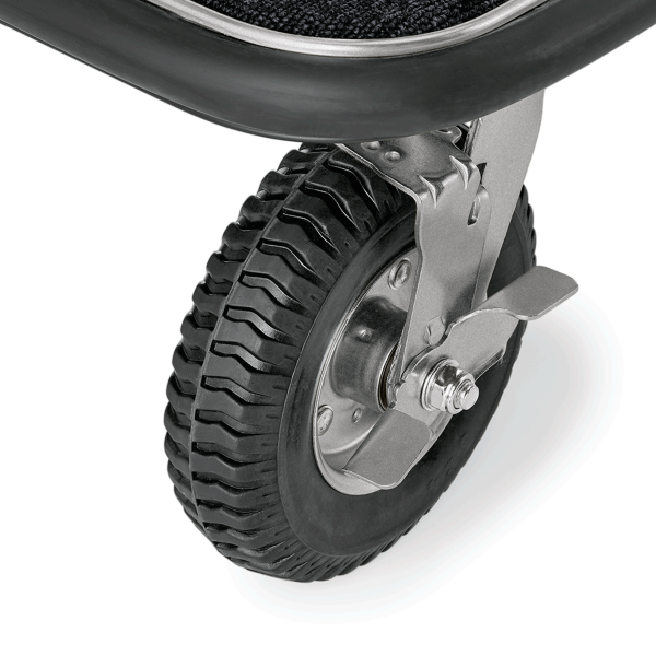 Chariot à bagages inox 18/8 brossé avec penderie - 112 x 60 cm - Tapis noir - Max 250 kg