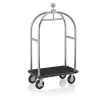 Chariot à bagages inox 18/8 brossé avec penderie - 112 x 60 cm - Tapis noir - Max 250 kg