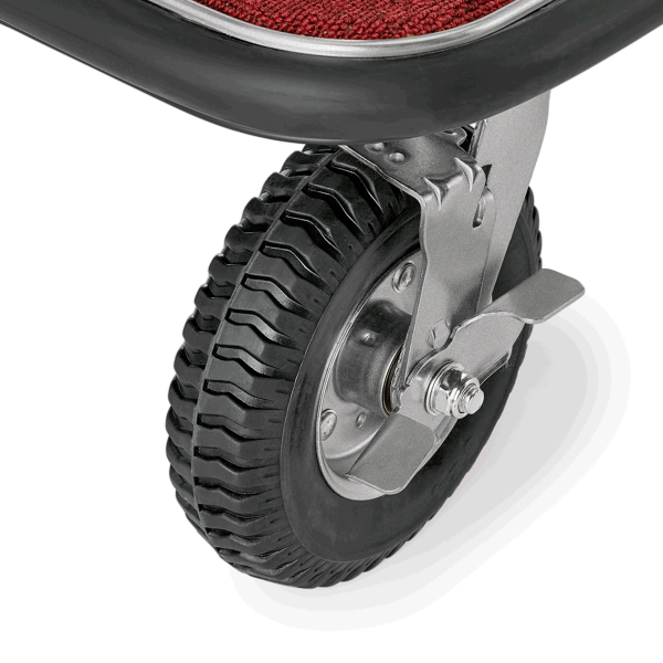 Chariot à bagages inox 18/8 brossé avec penderie - 112 x 60 cm - Tapis rouge - Max 250 kg