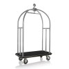Chariot à bagages inox chromé brossé avec penderie - 112 x 60 cm - Tapis noir - Max 150 kg
