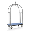 Chariot à bagages inox chromé brossé avec penderie - 112 x 60 cm - Tapis bleu - Max 150 kg