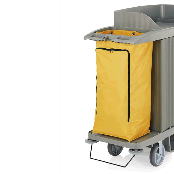 Chariot de service de chambre en plastique et PVC - 155 x 55 cm - 2 sacs à linge 70 L