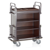 Chariot de service de chambre en bois plaqué - 146 x 50 cm - 3 étagères - 2 sacs 70 L
