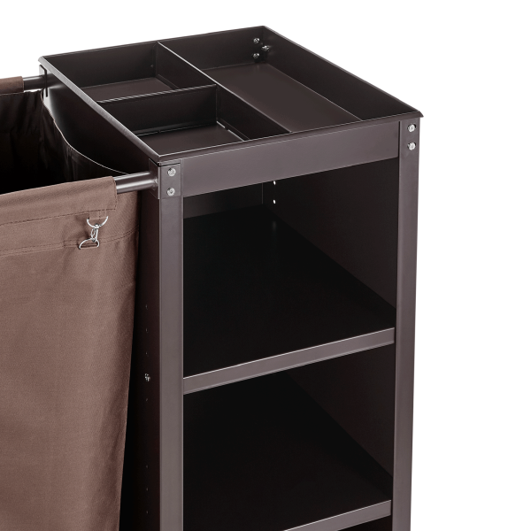 Chariot de service de chambre en acier peint - 95 x 57 cm - 3 étagères - 1 sac 80 L