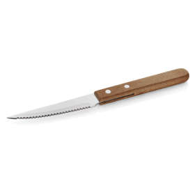 Couteau à steak/pizza inox - Manche en bois - 21 cm (lot de 12)