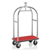 Chariot à bagages inox 18/8 poli avec penderie - 112 x 60 cm - Tapis rouge - Max 250 kg
