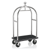 Chariot à bagages inox 18/8 poli avec penderie - 112 x 60 cm - Tapis noir - Max 250 kg
