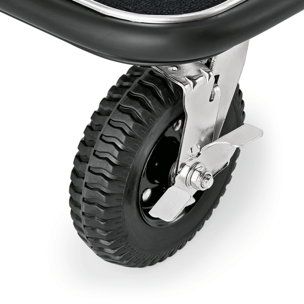 Chariot à bagages inox 18/8 poli avec penderie - 112 x 60 cm - Tapis noir - Max 250 kg