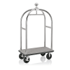 Chariot à bagages inox 18/8 poli avec penderie - 112 x 60 cm - Tapis gris - Max 250 kg
