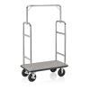 Chariot à bagages inox 18/8 poli avec penderie - 112 x 60 cm - Tapis gris - Max 250 kg