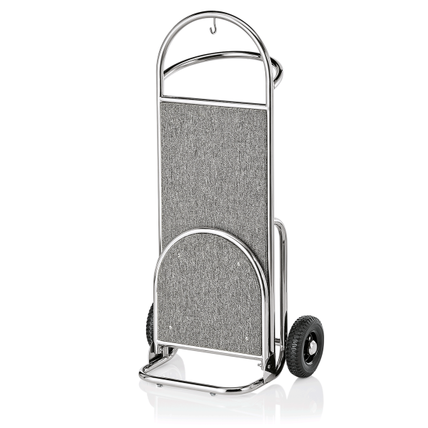 Diable à bagages inox 18/8 poli - 61 x 70 cm - Tapis gris - Max 80 kg