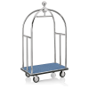 Chariot à bagages inox chromé poli avec penderie - 112 x 60 cm - Tapis bleu - Max 150 kg