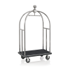 Chariot à bagages inox chromé poli avec penderie - 112 x 60 cm - Tapis noir - Max 150 kg
