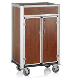 Chariot minibar en aluminium et MDF bois foncé - 85 x 60 cm