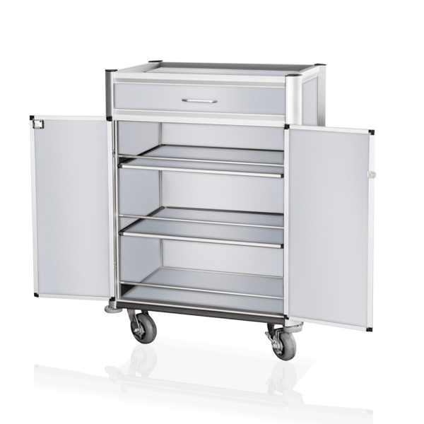 Chariot de service minibar en aluminium et MDF - 85 x 60 cm