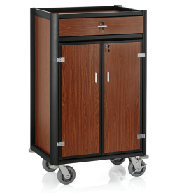 Chariot minibar en aluminium noir et MDF bois foncé - 85 x 60 cm