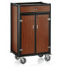 Chariot minibar en aluminium noir et MDF bois foncé - 85 x 60 cm