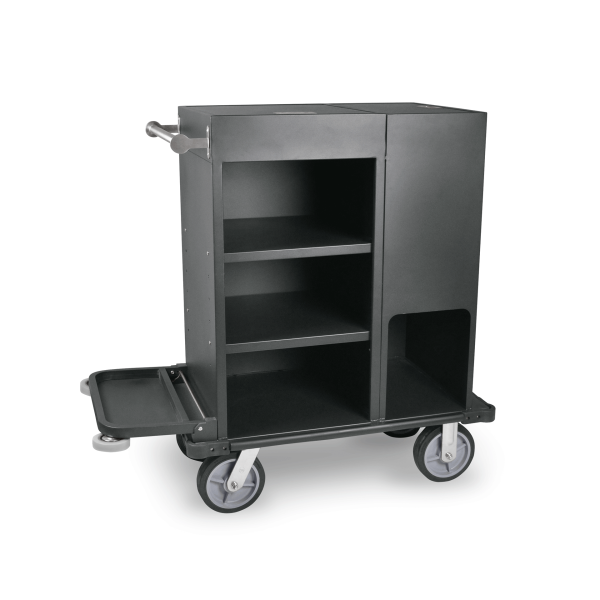 Chariot de service de chambre en aluminium noir - 93 x 50 cm