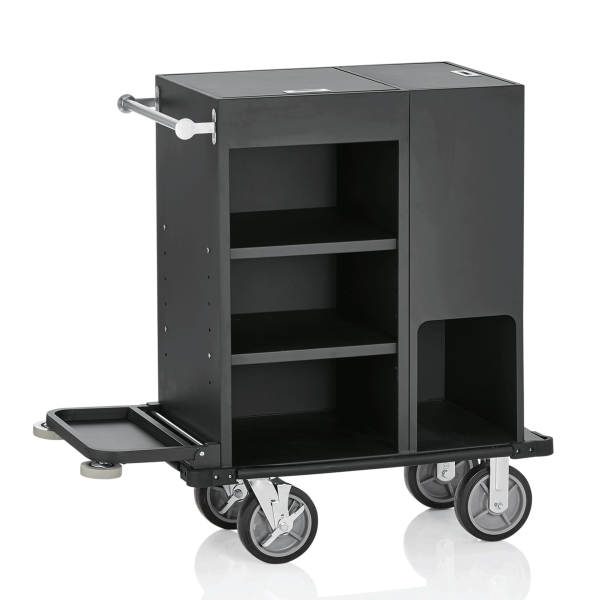 Chariot de service de chambre en aluminium noir - 93 x 50 cm