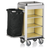 Chariot de service de chambre structure aluminium - 95 x 55 cm - Aspect bois clair - 1 sac 60 L