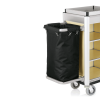 Chariot de service de chambre structure aluminium - 95 x 55 cm - Aspect bois clair - 1 sac 60 L