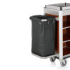 Chariot de service de chambre structure aluminium - 95 x 55 cm - Aspect bois foncé - 1 sac 60 L