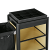 Chariot de service de chambre structure aluminium noir - 95 x 55 cm - Aspect bois clair - 1 sac 60 L