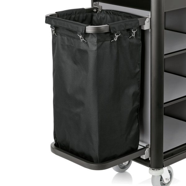 Chariot de service de chambre structure aluminium noir - 95 x 55 cm - Aspect aluminium foncé - 1 sac 60 L