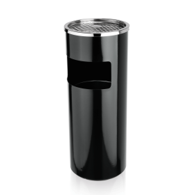 Cendrier sur pied en acier noir poudré - Partie supérieure inox - Ø 25 x 60 cm