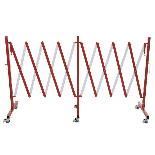 Barrière mobile à ciseaux en aluminium rouge - Extensible jusqu’à 4 m - Hauteur 100 cm