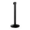 Poteau de sécurité acier noir poudré - Sangle rouge et blanche de 5 mètres - Hauteur 91,5 cm (lot de 2)