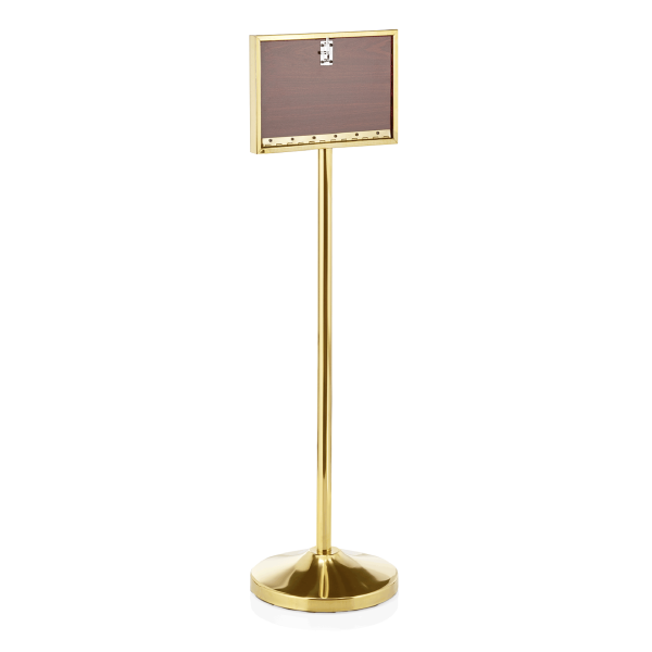 Présentoir d’information inox chromé revêtement titane doré - Format A4 horizontal - Hauteur 120 cm