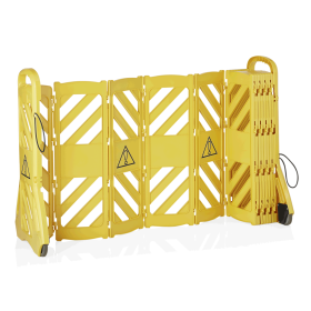Barrière mobile en plastique jaune - Extensible jusqu’à 4 m - Hauteur 100 cm