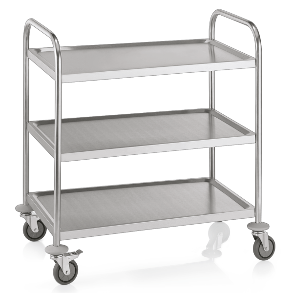 Chariot de service inox - 3 tablettes - 85 x 53 x 95 cm