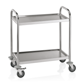 Chariot de service inox - 2 tablettes - 70,5 x 41 x 84 cm