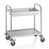 Chariot inox de service avec bac de nettoyage