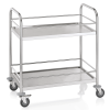 Chariot de service inox - 2 tablettes avec barre de sécurité - 85 x 53 x 95 cm